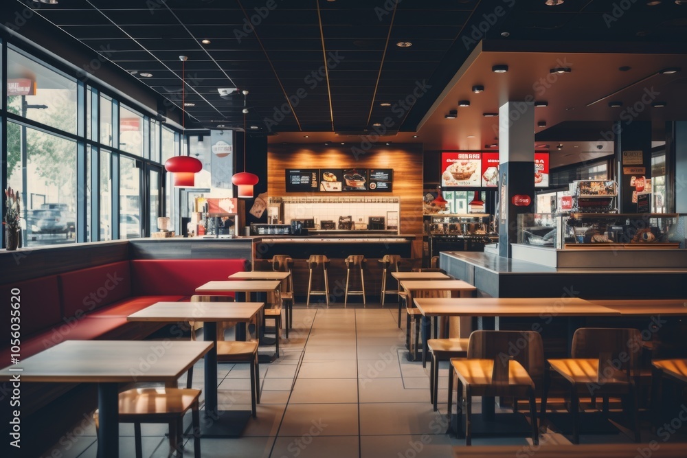 Interior of a fast food restaurant Interior of a fast food restaurant