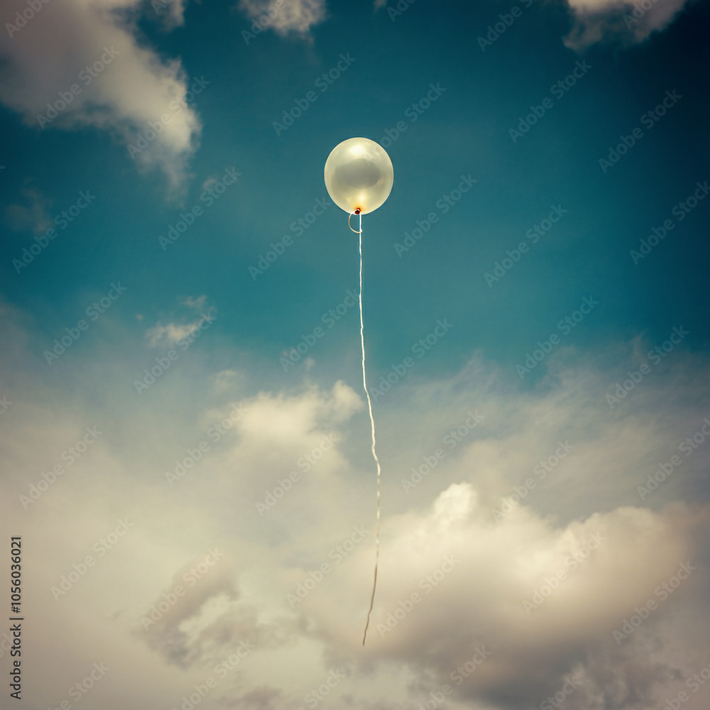 inflatable ballon floating in the sky hellium ballon on string flying in the clouds inflatable ballon floating in the sky hellium ballon on string flying in the clouds