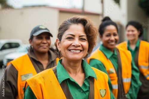 Portrait of a smiling middle aged female sanitation workers