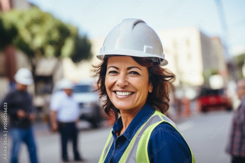 Portrait of a smiling middle aged female sanitation workers Portrait of a smiling middle aged female sanitation workers