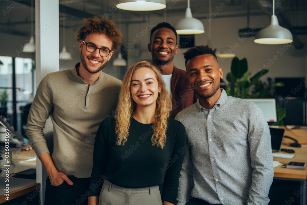 Smiling portrait of a diverse group of business people in office Smiling portrait of a diverse group of business people in office
