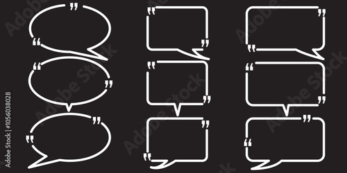 quotes box frame vector, speech bubble quotes box, quotes box icon collection set 