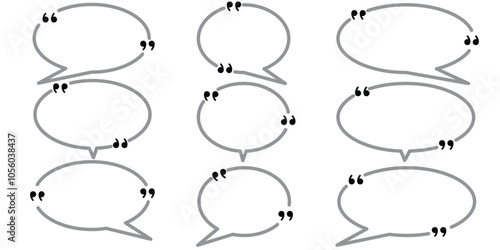 quotes box frame collection, quotes box icon, quotes text in speech bubble, speech bubble boxes with quotation mark illustration
