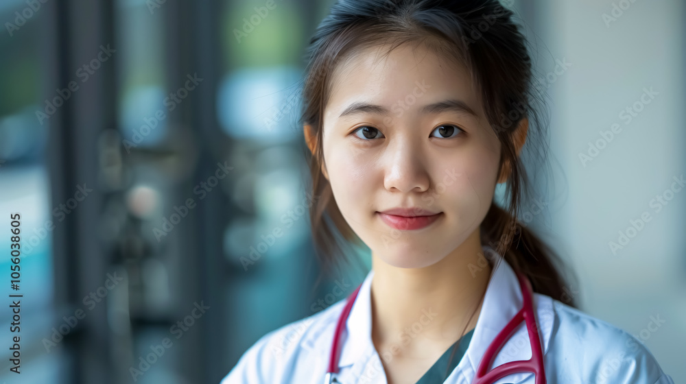 Asian female doctor with a stethoscope. Asian female doctor with a stethoscope.