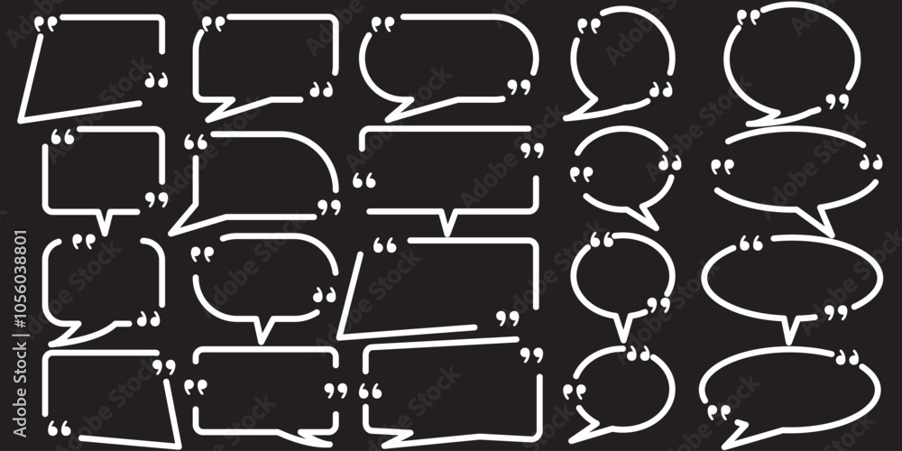 Obraz premium quotes box frame vector, speech bubble quotes box, quotes box icon collection set 