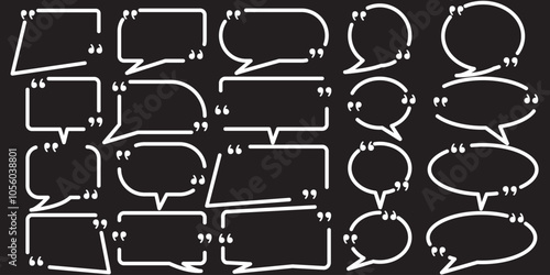 quotes box frame vector, speech bubble quotes box, quotes box icon collection set 