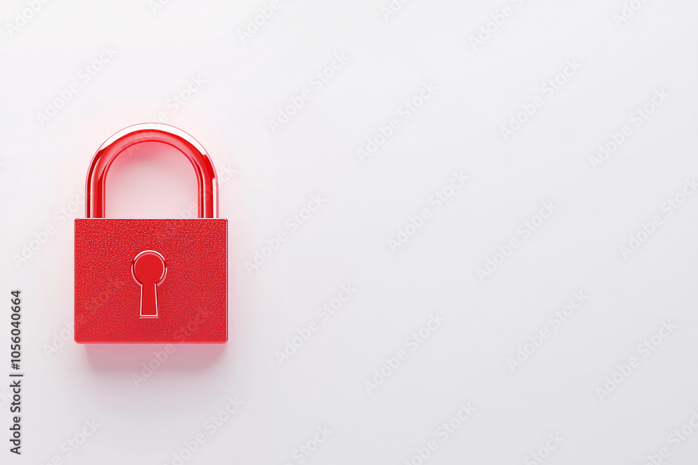 Data protection. Red padlock on white background. Minimalistic logo. Copy space
Data protection. Red padlock on white background. Minimalistic logo. Copy space