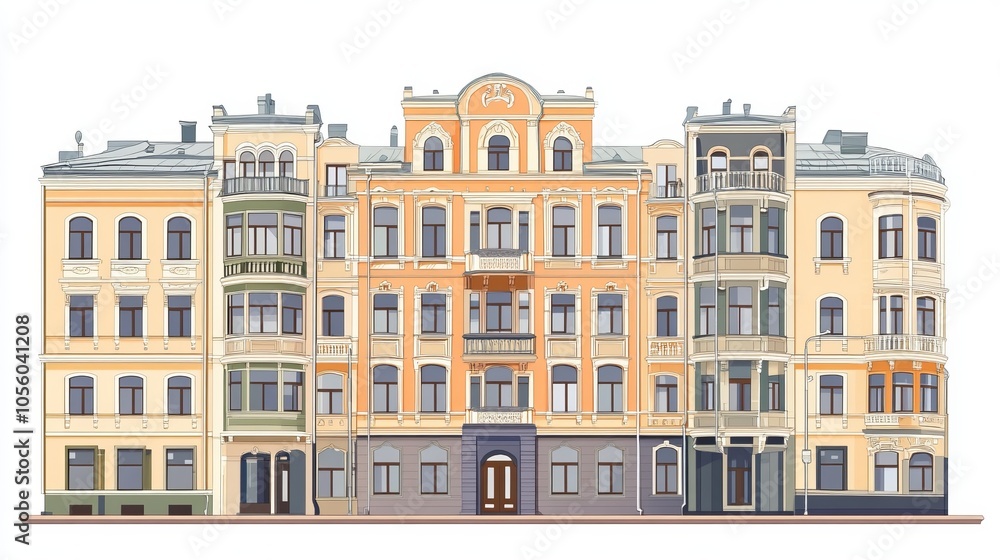 Elegant Row of Historic Buildings in a European City Elegant Row of Historic Buildings in a European City