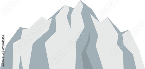 Illustration featuring big, grey mountain peaks forming a mountain range landscape