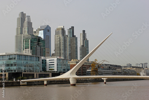 Buenos Aires harbor panorama with Woman's Bridge