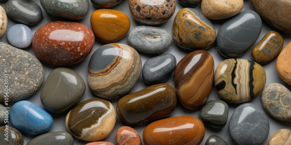 Smooth pebbles, colorful river rocks, close-up photography, polished stones, diverse textures, earthy tones, rounded shapes, natural materials, beach stones, zen arrangement, geological variety, miner Smooth pebbles, colorful river rocks, close-up photography, polished stones, diverse textures, earthy tones, rounded shapes, natural materials, beach stones, zen arrangement, geological variety, miner