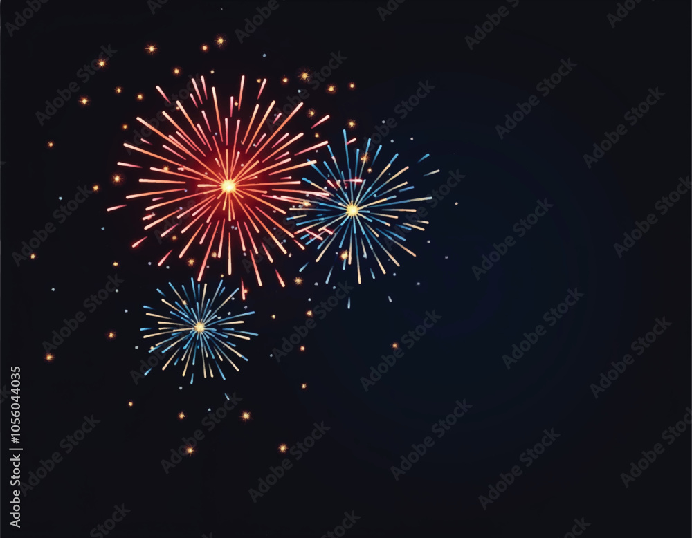 Fototapeta premium vector a fireworks display on a dark blue background with a red, white, and blue fireworks starburst