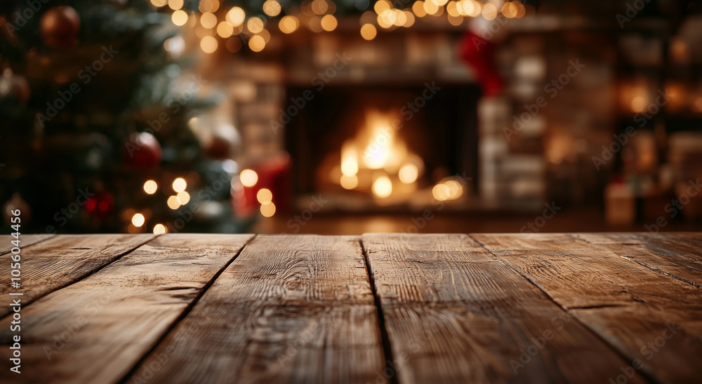 Warm Fireplace with Holiday Decor and Bokeh Lights Warm Fireplace with Holiday Decor and Bokeh Lights