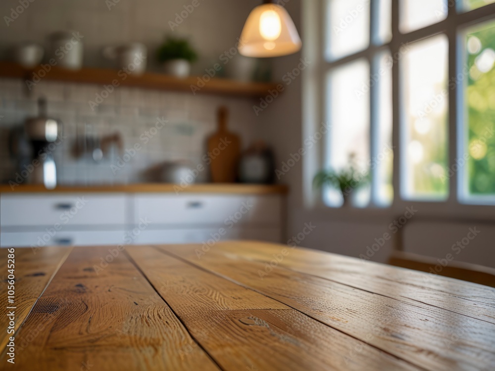 blue Empty wooden table with the bright white interior minimal of the kitchen as a blurred background behind the bokeh golden sunshine blue Empty wooden table with the bright white interior minimal of the kitchen as a blurred background behind the bokeh golden sunshine