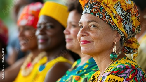 Colorful Headwrap and Smiles at a Cultural Diversity Gathering French Guiana Armistice Day