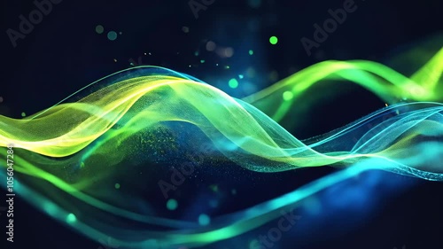 Neon green, blue chart waves with diagram Video