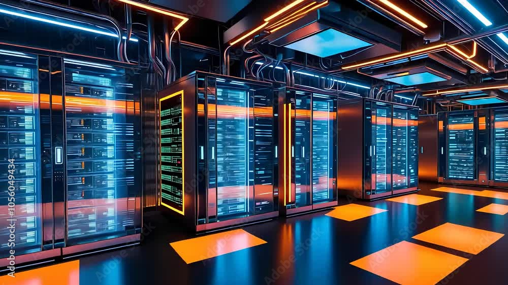 Advanced Data Center with Modern Server Racks and Neon Lighting
Advanced Data Center with Modern Server Racks and Neon Lighting