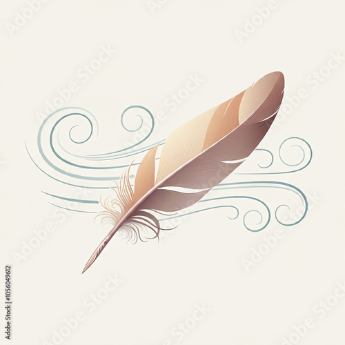 a single feather wind blow illustration in plain background photo