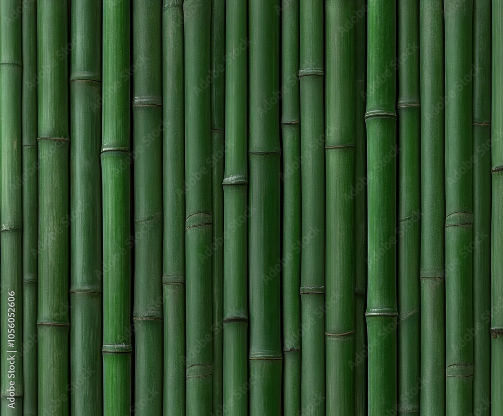 Fototapeta premium Green bamboo stalks arranged vertically in a natural setting