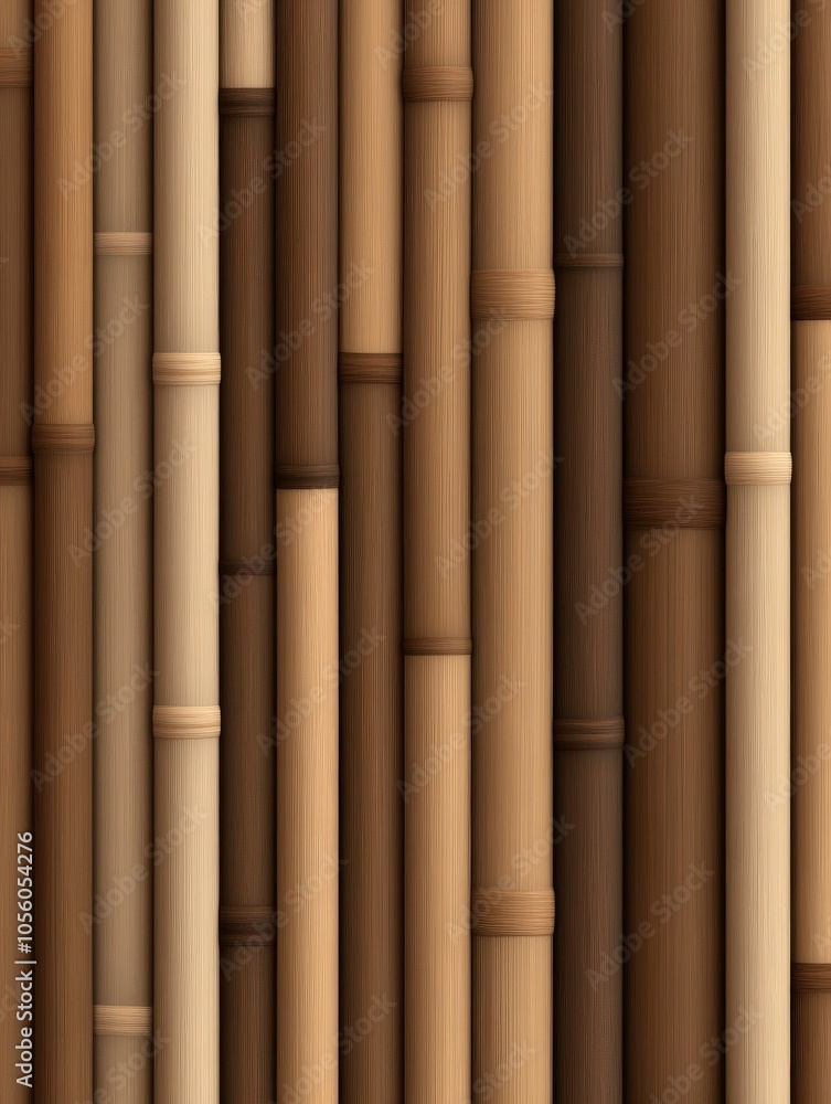 Fototapeta premium Textured bamboo wall showcasing natural colors and patterns