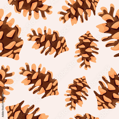 seamless pattern with long branches of conifers arranged randomly, for Christmas wrapping, cards or decorations