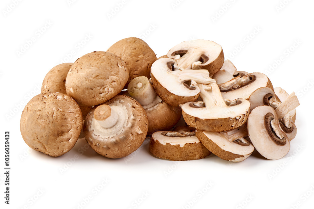 Royal brown champignons, isolated on white background. Royal brown champignons, isolated on white background.