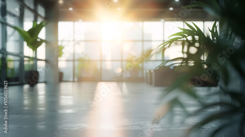 Wallpaper Mural Beautiful blurred background of a light modern office interior with panoramic windows and beautiful lighting. Torontodigital.ca