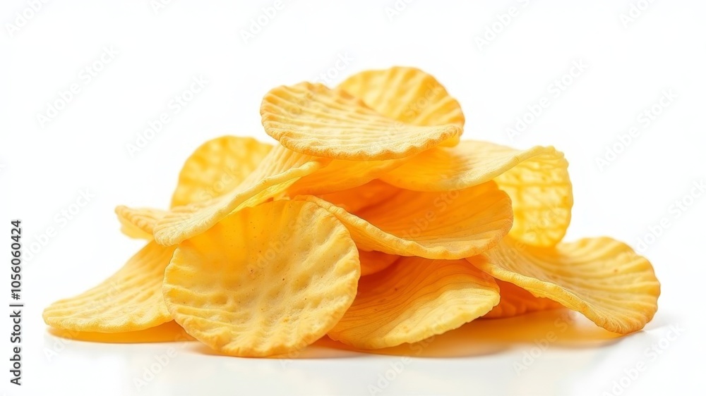 A handful of chips on a white background A handful of chips on a white background