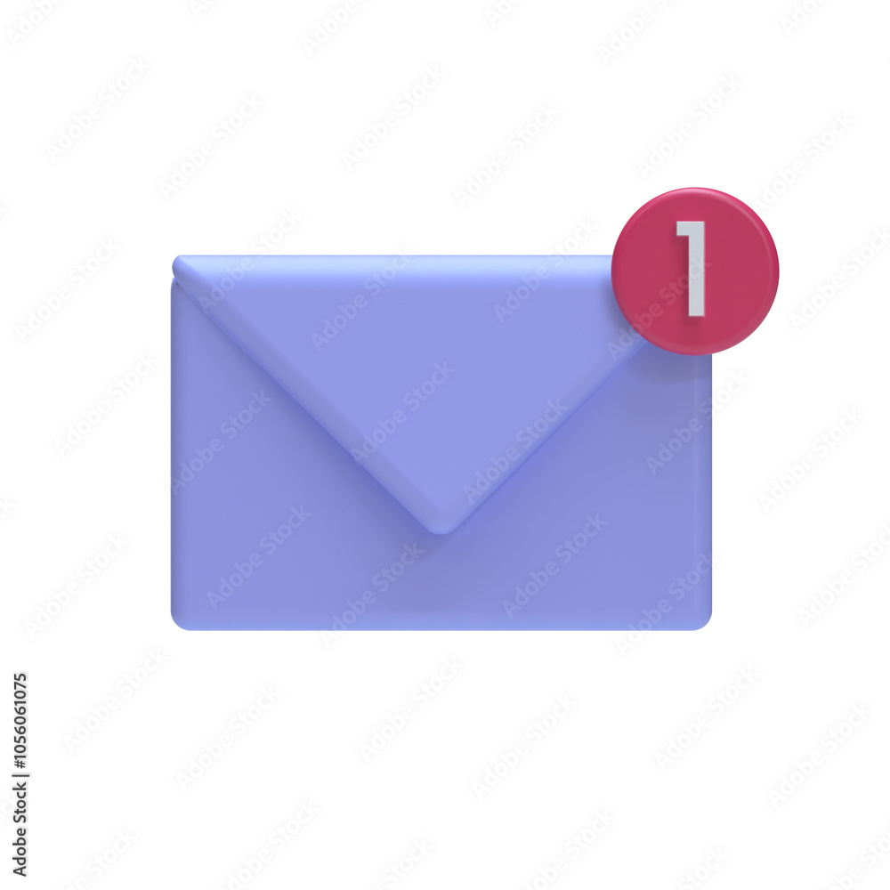 Notification or mail envelope 3D icon, illustration, document Notification or mail envelope 3D icon, illustration, document