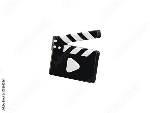 3d clapperboard icon concept of cinema clapper icon 3d rendering vector illustration