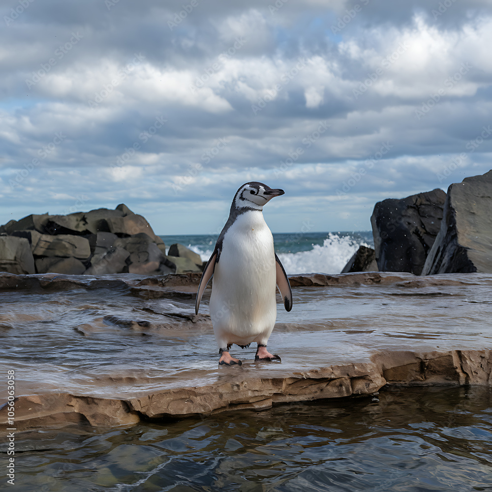 Fototapeta premium penguin on a rock