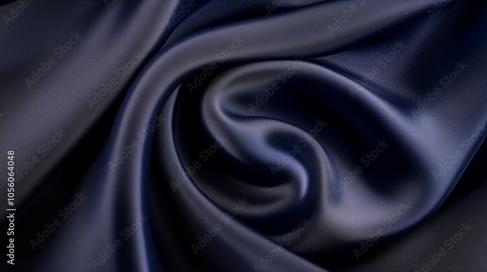 Obraz premium Luxurious navy fabric delicately draped with soft folds, showcasing elegant texture suitable for various textile applications