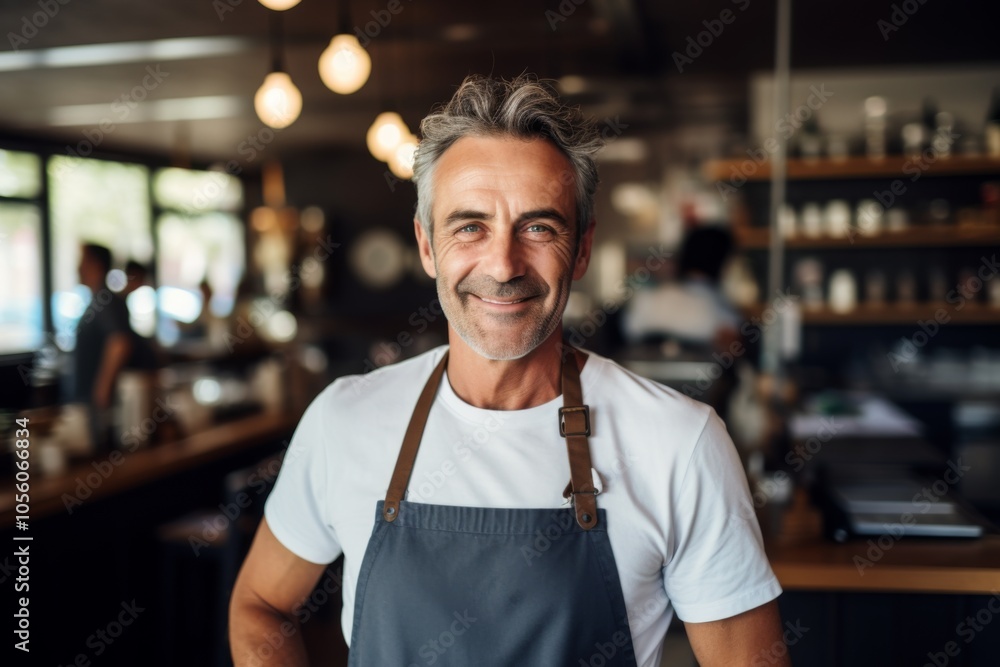 Smiling portrait of a middle aged Caucasian small business owner Smiling portrait of a middle aged Caucasian small business owner