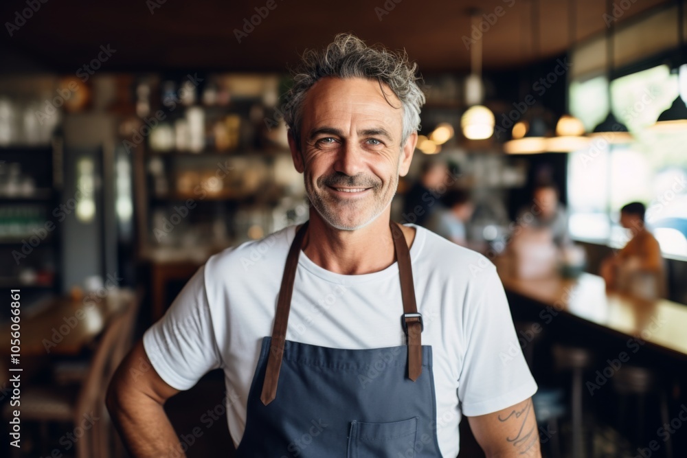 Smiling portrait of a middle aged Caucasian small business owner Smiling portrait of a middle aged Caucasian small business owner