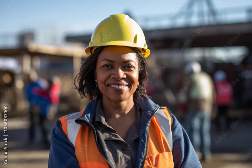 Smiling portrait of a middle aged businesswoman on construction site Smiling portrait of a middle aged businesswoman on construction site