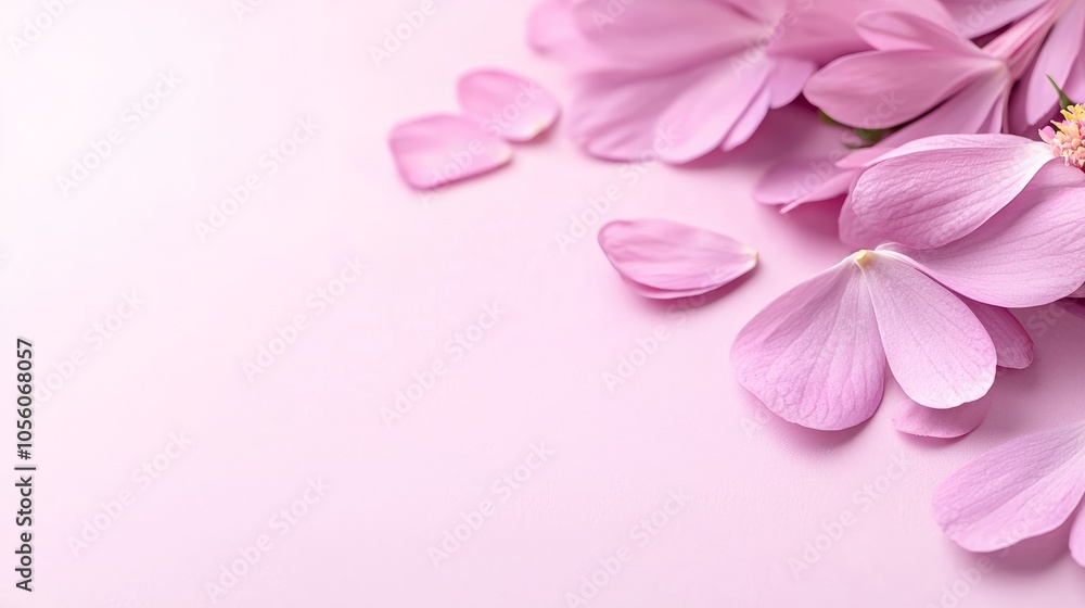 Pink flower petals on a light pink background, with copy space. Pink flower petals on a light pink background, with copy space.
