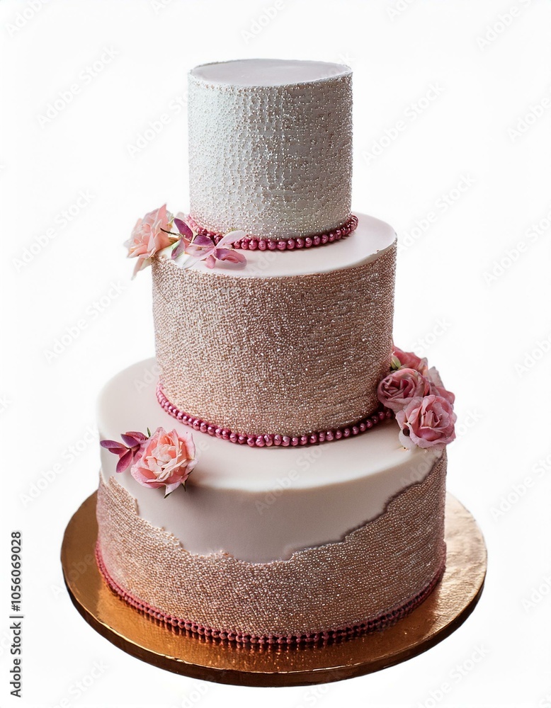 Elegant tiered wedding anniversary celebration cake isolated Elegant tiered wedding anniversary celebration cake isolated