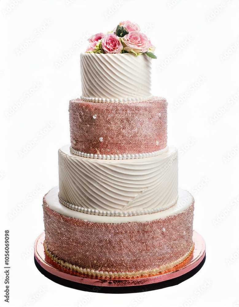 Elegant tiered wedding anniversary celebration cake isolated Elegant tiered wedding anniversary celebration cake isolated