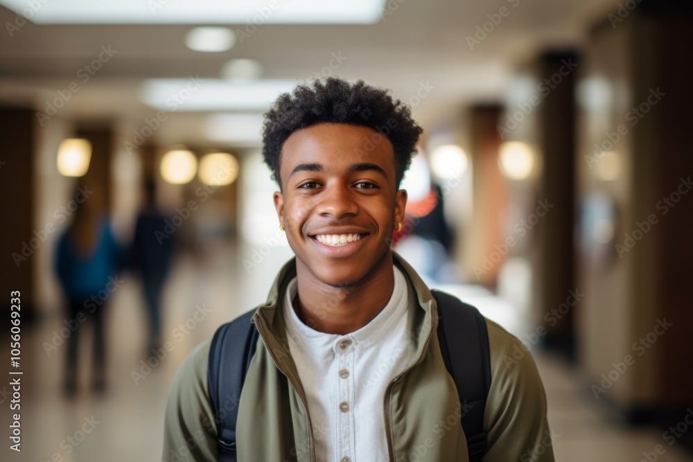 Fototapeta premium Smiling portrait of a young male student