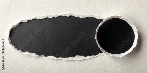 torn paper with circle and oval shapes in black color leading lines photo