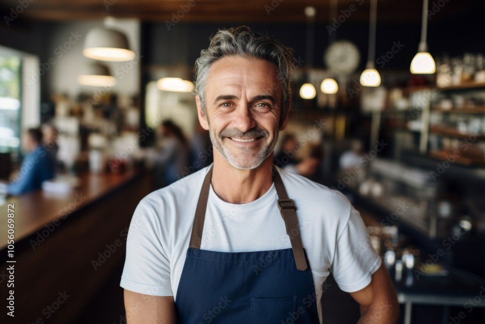Smiling portrait of a middle aged Caucasian small business owner Smiling portrait of a middle aged Caucasian small business owner