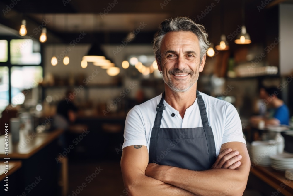 Smiling portrait of a middle aged Caucasian small business owner Smiling portrait of a middle aged Caucasian small business owner
