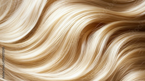 Women's hair close-up, blonde curls. Hair looks styled and well-groomed. Hair coloring. Hairdressing procedures, extensions. Illustration for cover, brochure, advertising, marketing or presentation.
