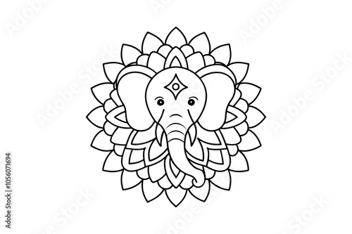 elephant mandala floral silhouette vector illustration for coloring or kids  book  photo