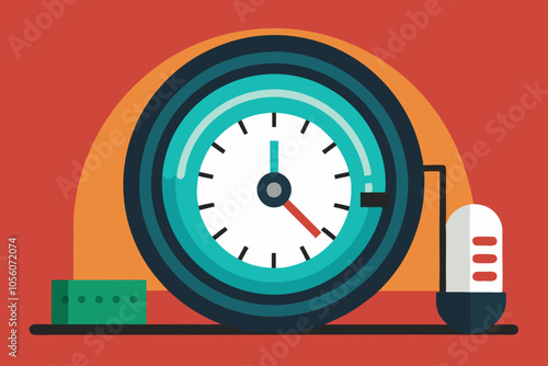 Vehicle tire pressure gauge vector art illustration