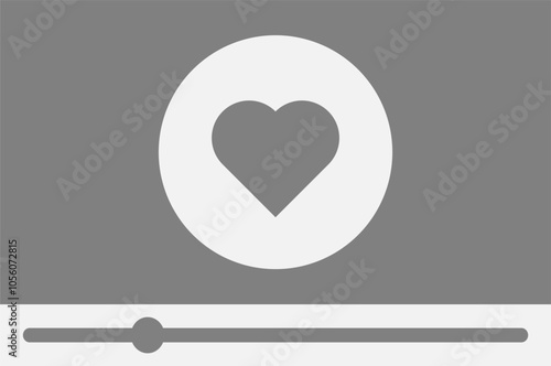 Minimalist heart icon on a video screen.