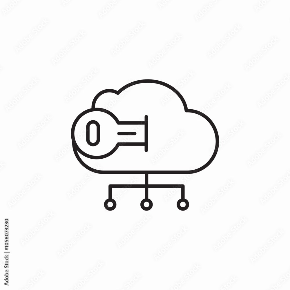 cloud unlock key icon sign vector cloud unlock key icon sign vector