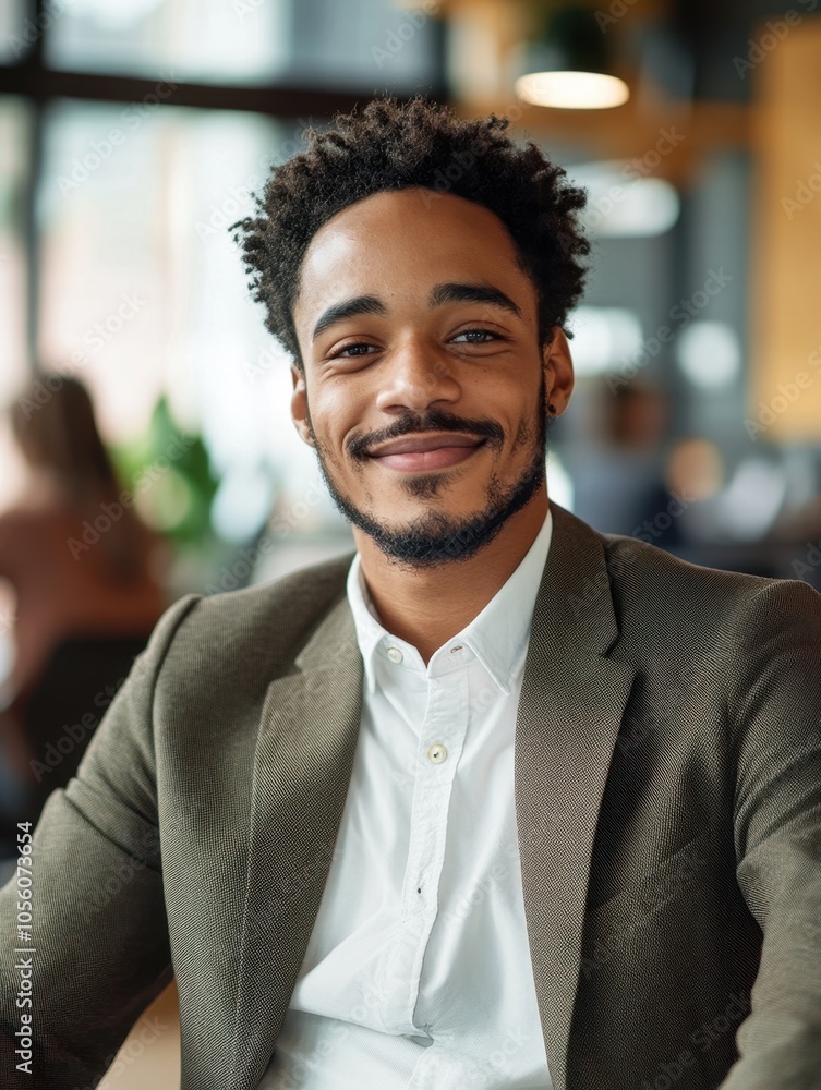 Obraz premium Smiling African-American Man in Business Attire