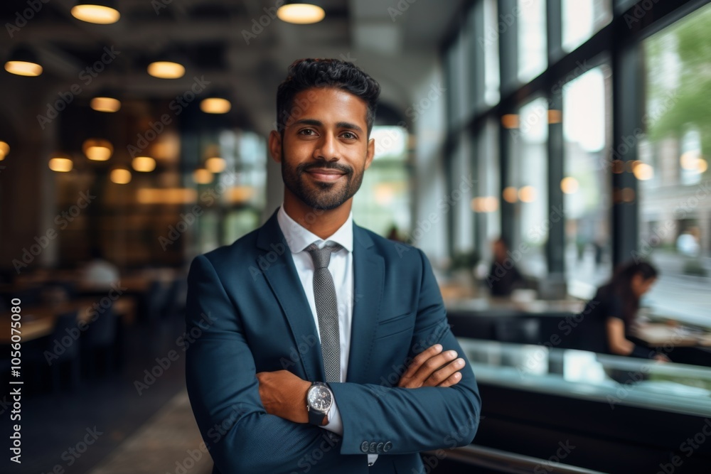 Smiling portrait of a young Indian businessman in a modern office Smiling portrait of a young Indian businessman in a modern office