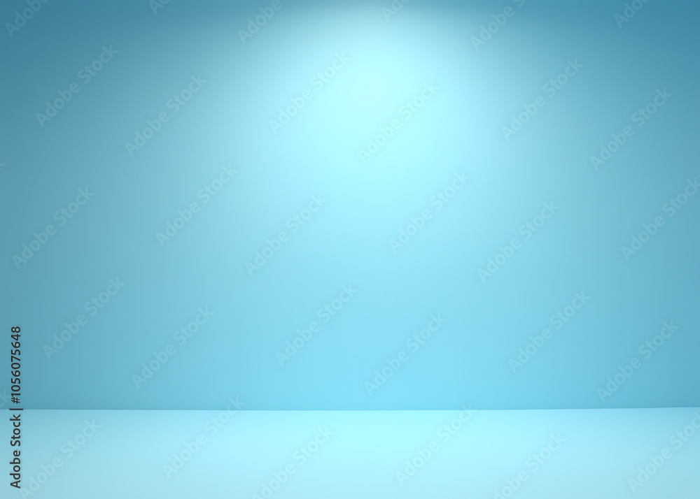 Soft blue room has a studio with a wall banner and a blank background for photography. Soft blue room has a studio with a wall banner and a blank background for photography.